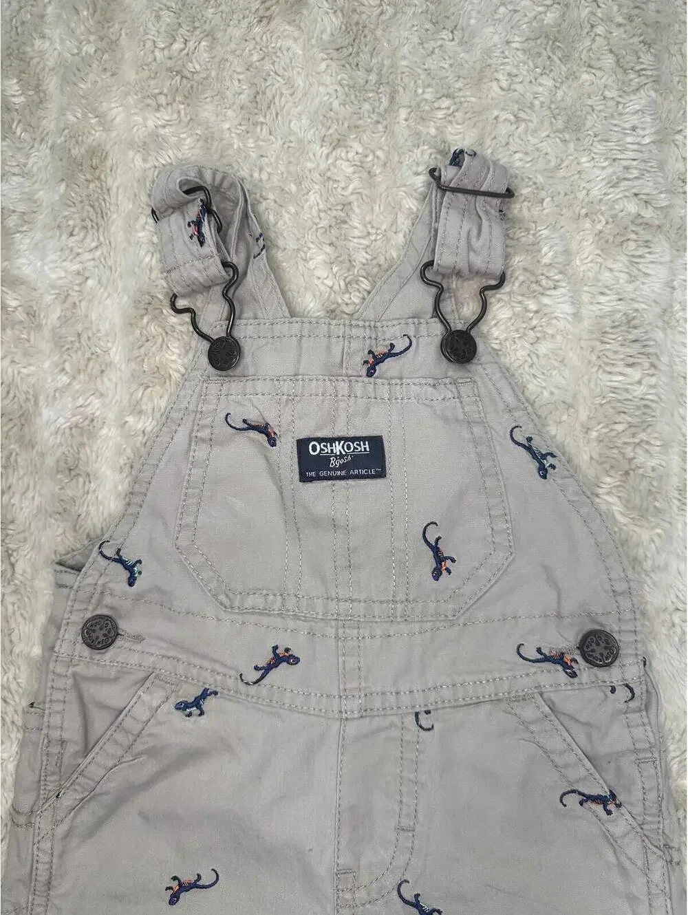 OshKosh B'gosh VestBak unisex khaki overalls 18M cotton embroidered classic - Picture 2 of 10